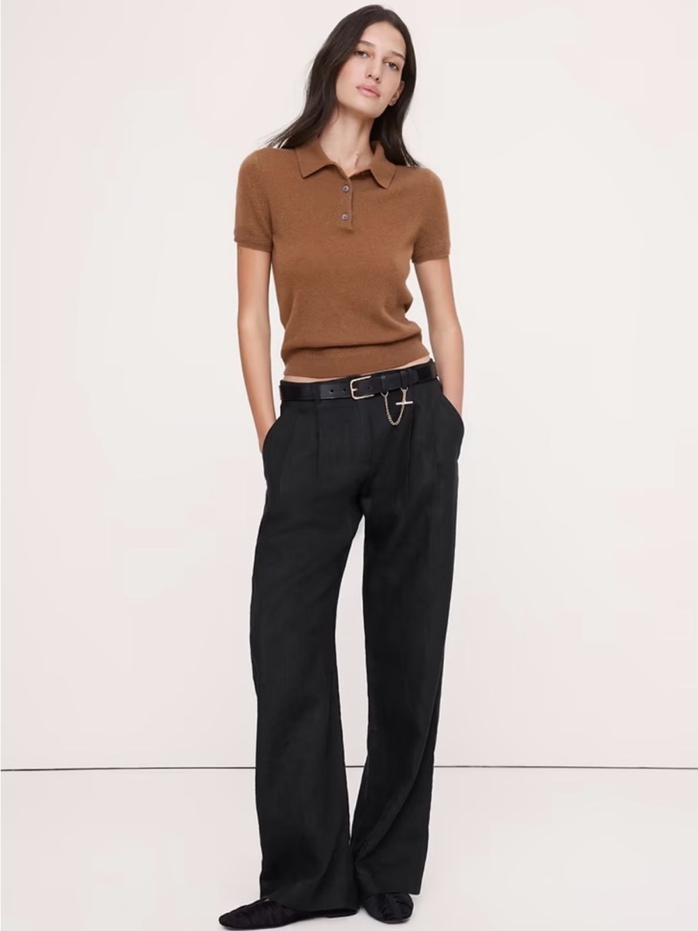 Banana Republic The SoHo Wide Leg Pant in Linen. Black. Size 12. New with tags